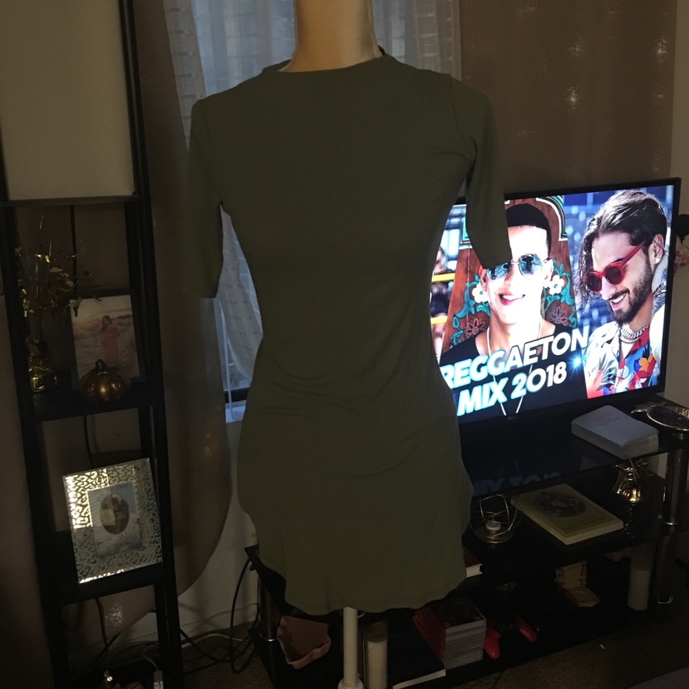 Olive green mini dress